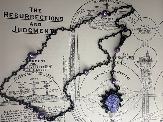 Wax Stamp Rosary - Lilac on Black Quatrefoil